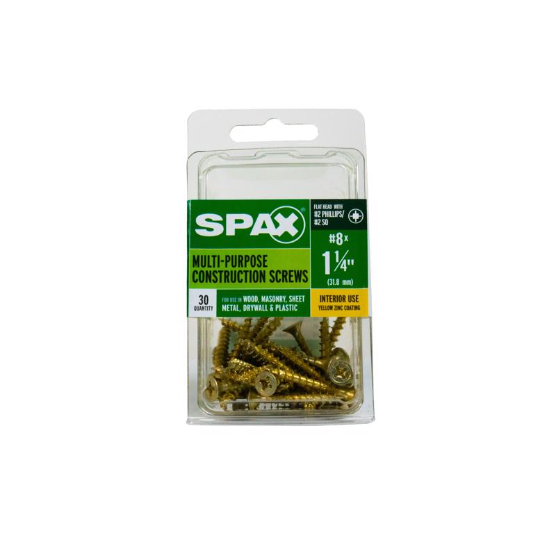 SPAX Multi-Material No. 8 Label X 1-1/4 in. L Unidrive Flat Head Serrated Construction Screws
