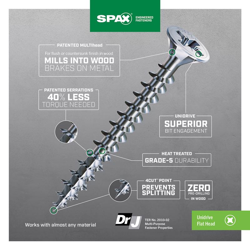 SPAX Multi-Material No. 6 Label X 1-1/4 in. L Unidrive Flat Head Serrated Construction Screws