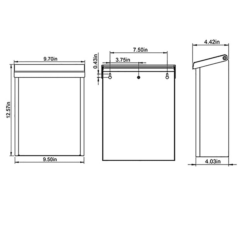 Architectural Mailboxes Designer Contemporary Galvanized Steel Wall Mount White Mailbox