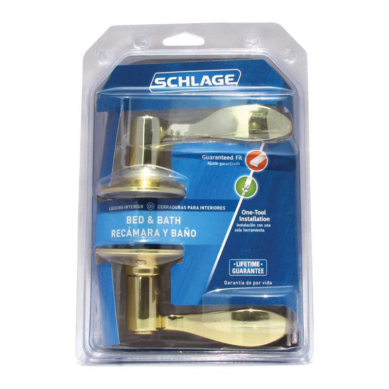 Schlage Accent Bright Brass Privacy Lockset 1-3/4 in.
