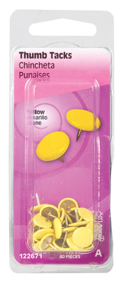 HILLMAN 5/16 in. L Yellow Steel Thumb Tacks