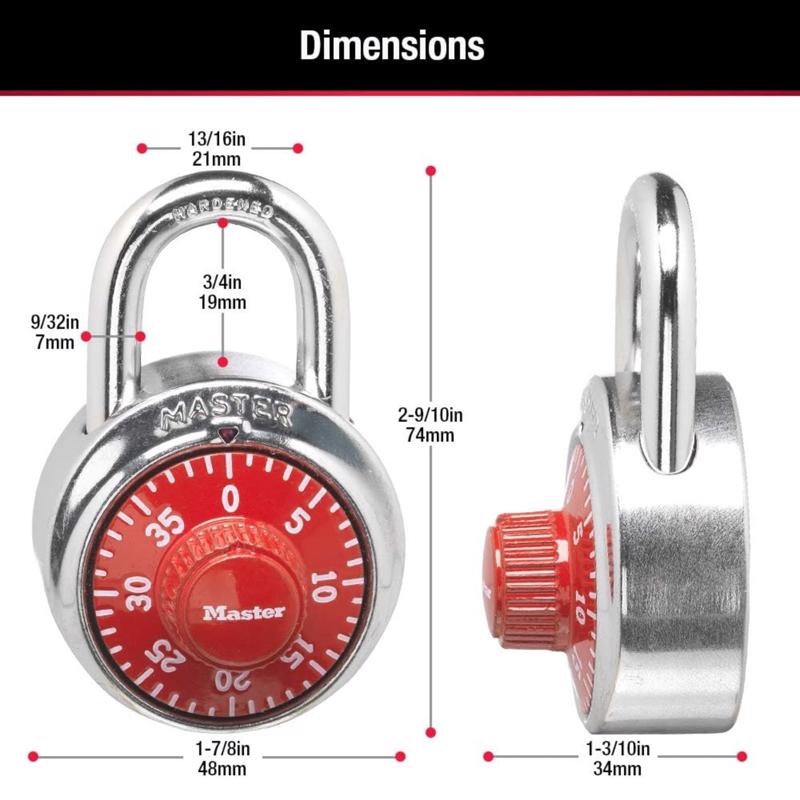 Master Lock 2 in. H X 1-7/8 in. W Stainless Steel 3-Dial Combination Combination Padlock