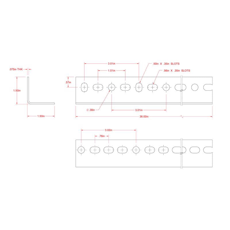 SteelWorks 0.74 in. X 1-1/2 in. W X 36 in. L Steel Slotted Angle