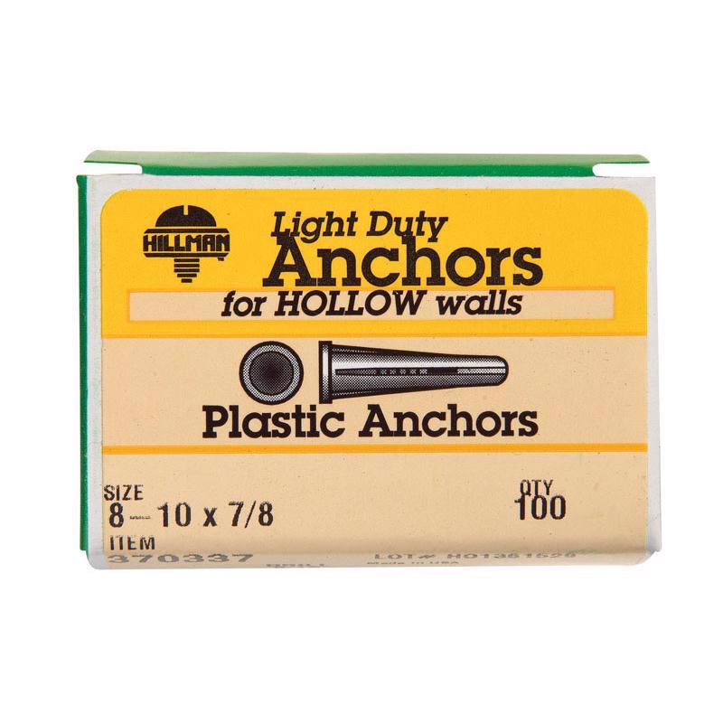 HILLMAN .164 in. D X 7/8 in. L Plastic Flat Head Conical Anchor 100 pc