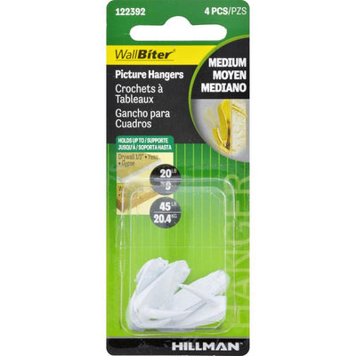 HILLMAN WallBiter White Medium Picture Hanger 45 lb