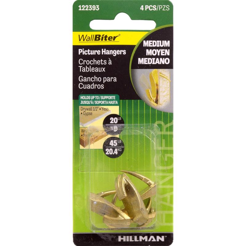 HILLMAN WallBiter Brass-Plated Gold Medium Picture Hanger 45 lb