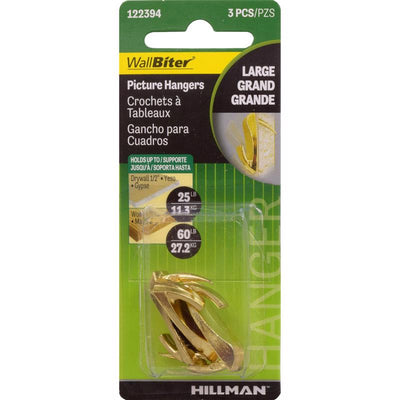 HILLMAN WallBiter Brass-Plated Gold Medium Picture Hanger 60 lb