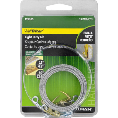 HILLMAN WallBiter Brass-Plated Silver Light Duty Picture Hanging Kit 30 lb 5 pk