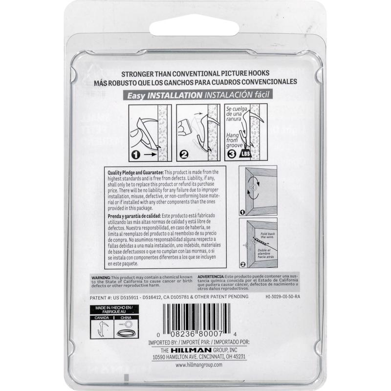 HILLMAN WallBiter Brass-Plated Silver Light Duty Picture Hanging Kit 30 lb 5 pk