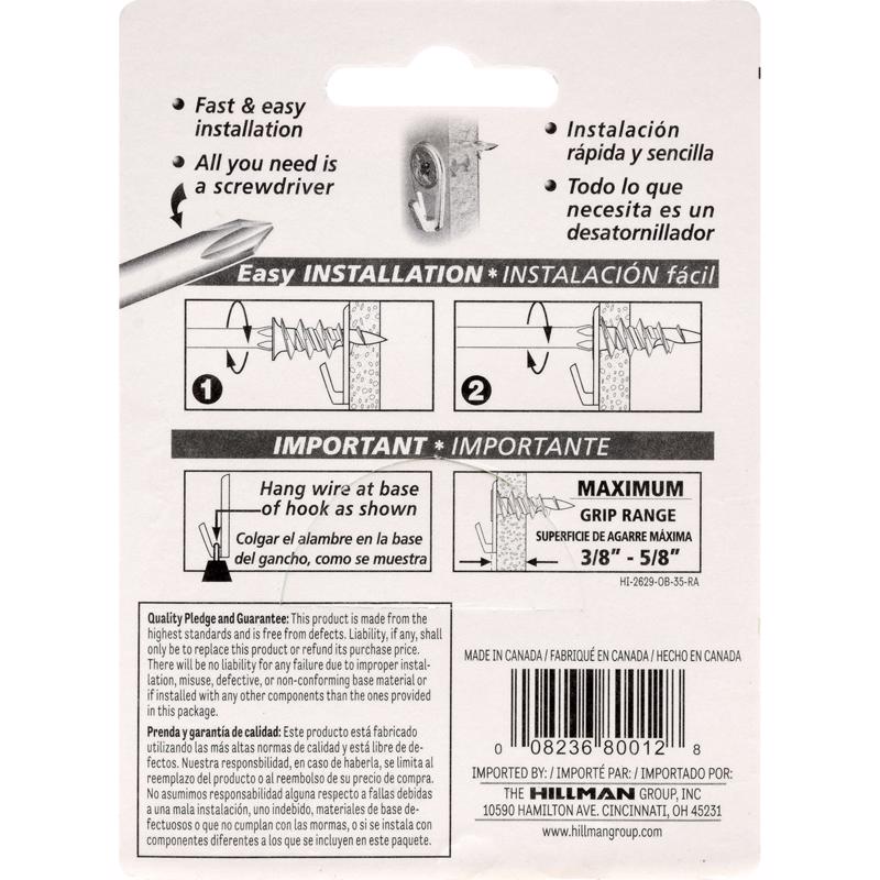 HILLMAN WallDriller Brass-Plated Gold Self-Drilling Picture Hanger 35 lb 2 pk