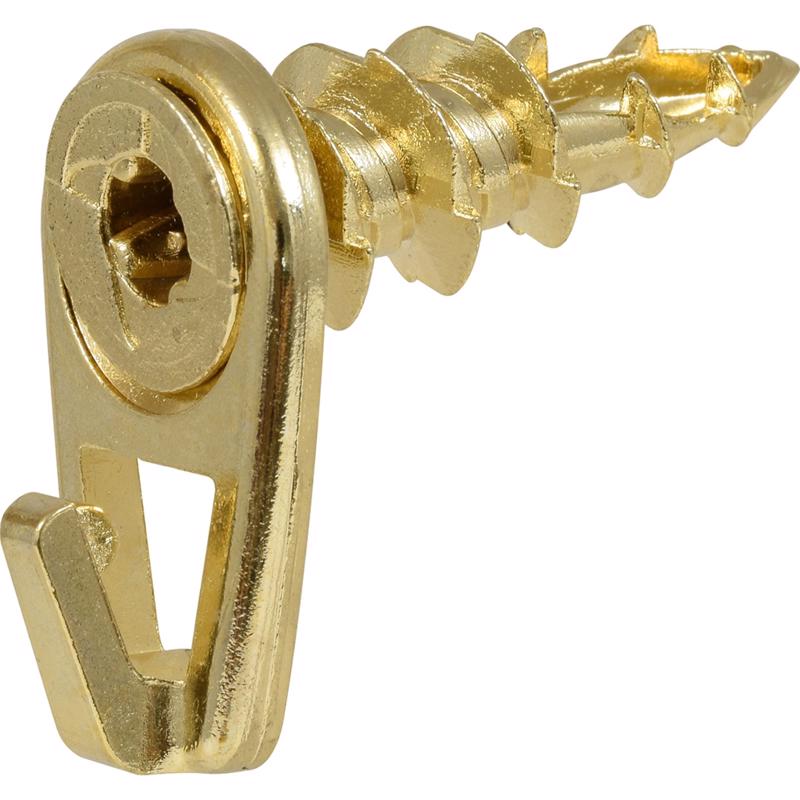 HILLMAN Brass-Plated Gold Self-Drilling Picture Hanger 50 lb 2 pk