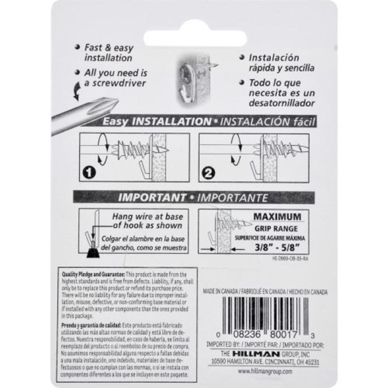 HILLMAN Wall Driller White Self-Drilling Picture Hanger 50 lb 2 pk