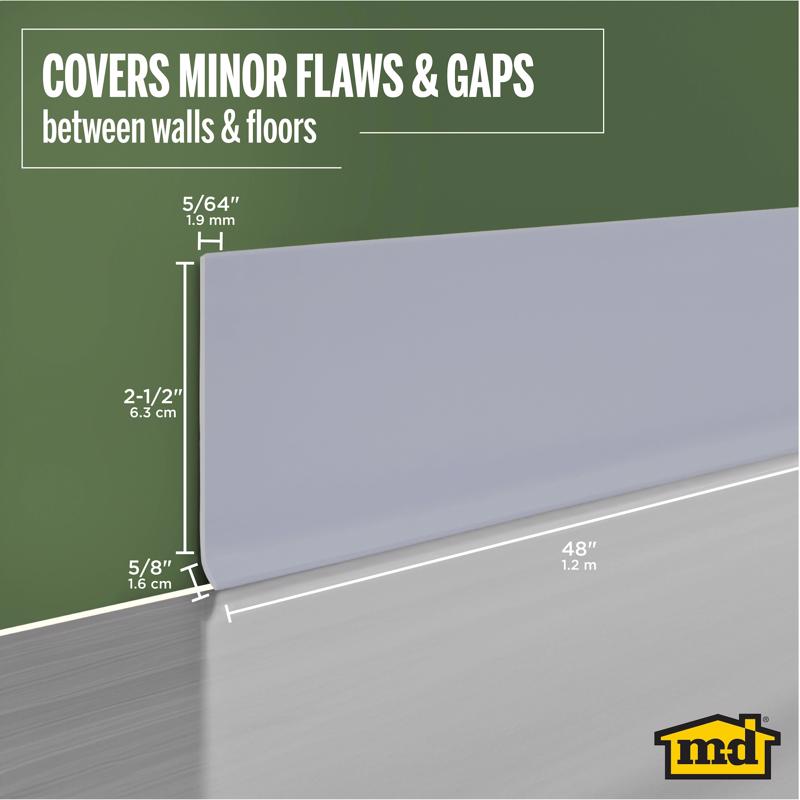 M-D Building Products 2.5 in. H X 0.08 in. W X 48 in. L Prefinished Silver Vinyl Wall Base