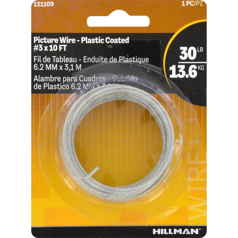 HILLMAN Plastic Coated Silver Picture Wire 30 lb