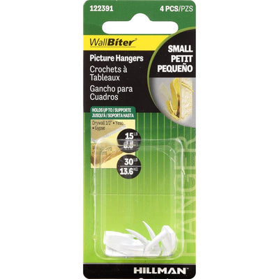 HILLMAN WallBiter White Small Picture Hanger 30 lb