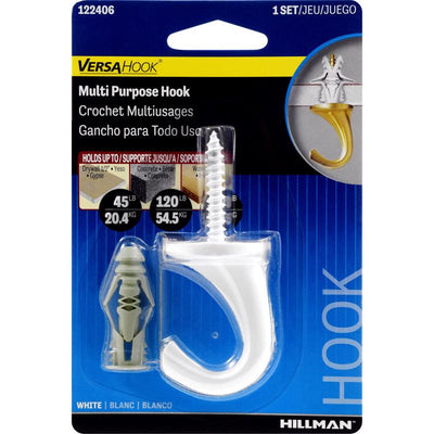 HILLMAN Large White Steel 0.95 in. L Ceiling Hook 75 lb