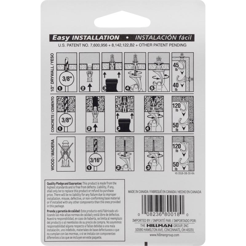 HILLMAN Large White Steel 0.95 in. L Ceiling Hook 75 lb