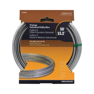 HILLMAN 50 ft. L Galvanized Steel 9 Ga. Wire