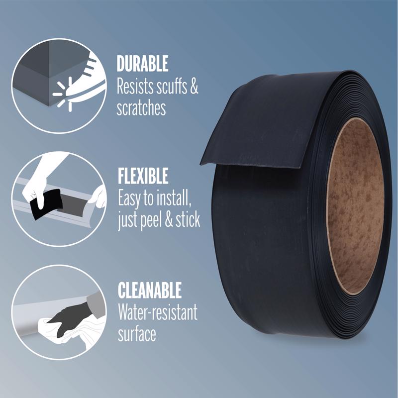 M-D Building Products 4 in. H X 0.08 in. W X 20 ft. L Self-Stick Black Vinyl Wall Base