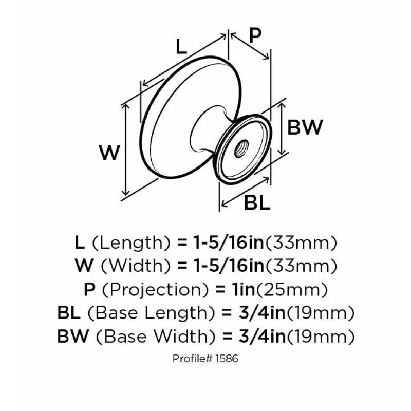 Amerock Round Cabinet Knob 1-5/16 in. D 1 in. Oil Rubbed Bronze