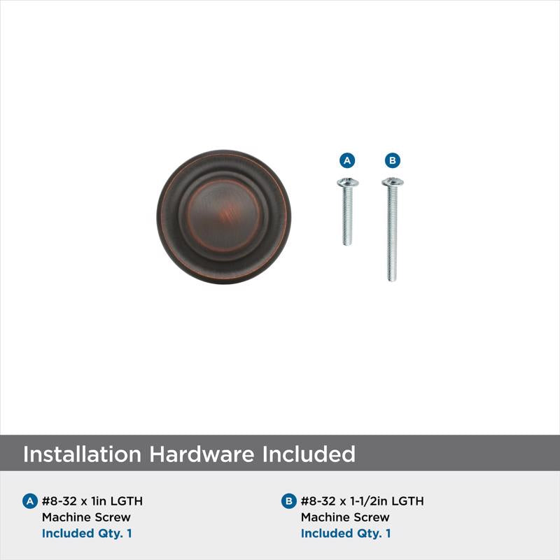 Amerock Round Cabinet Knob 1-5/16 in. D 1 in. Oil Rubbed Bronze