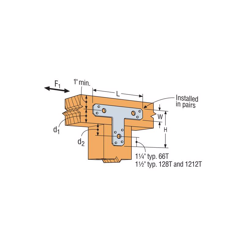 Simpson Strong-Tie 8 in. H X 12 in. W 14 Ga. Galvanized Steel T Strap