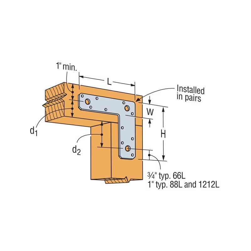 Simpson Strong-Tie 8 in. H X 8 in. W 14 Ga. Galvanized Steel L Strap
