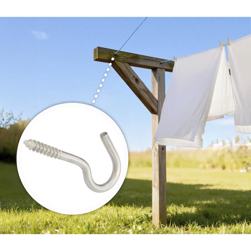 Hampton Small Stainless Steel 4.1875 in. L Clothesline Hook 215 lb