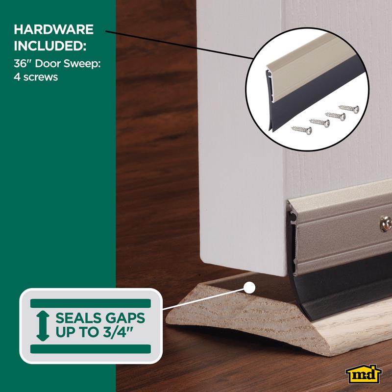 M-D Building Products Satin Nickel Aluminum/Vinyl Sweep For Doors 36 in. L X 2.13 in.