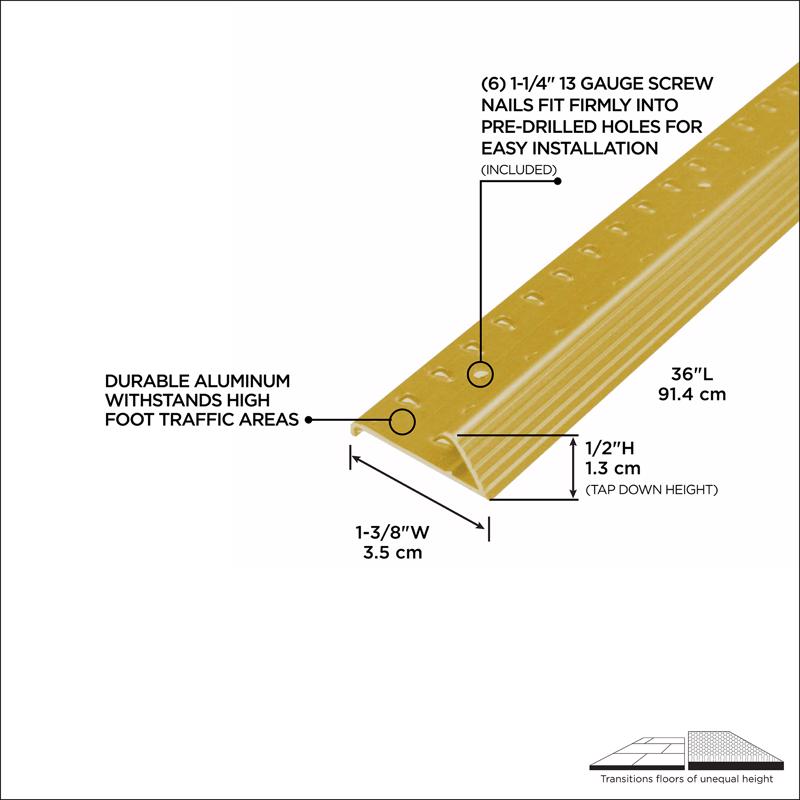 M-D Building Products 0.5 in. H X 1.375 in. W X 36 in. L Satin Brass Aluminum Carpet Gripper