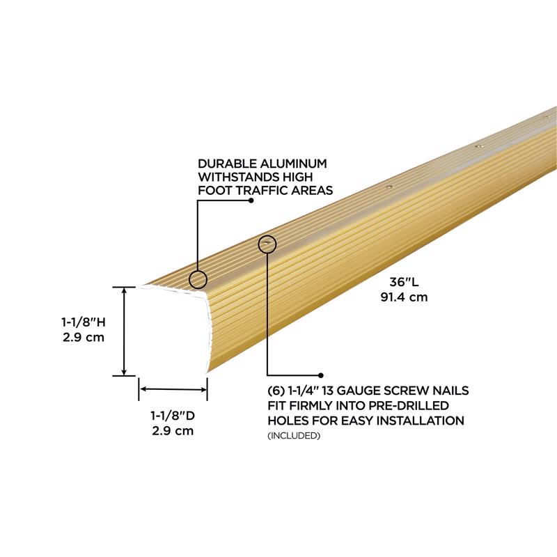 M-D Building Products 1.125 in. H X 1.28 in. W X 36 in. L Satin Brass Aluminum Stair Edge
