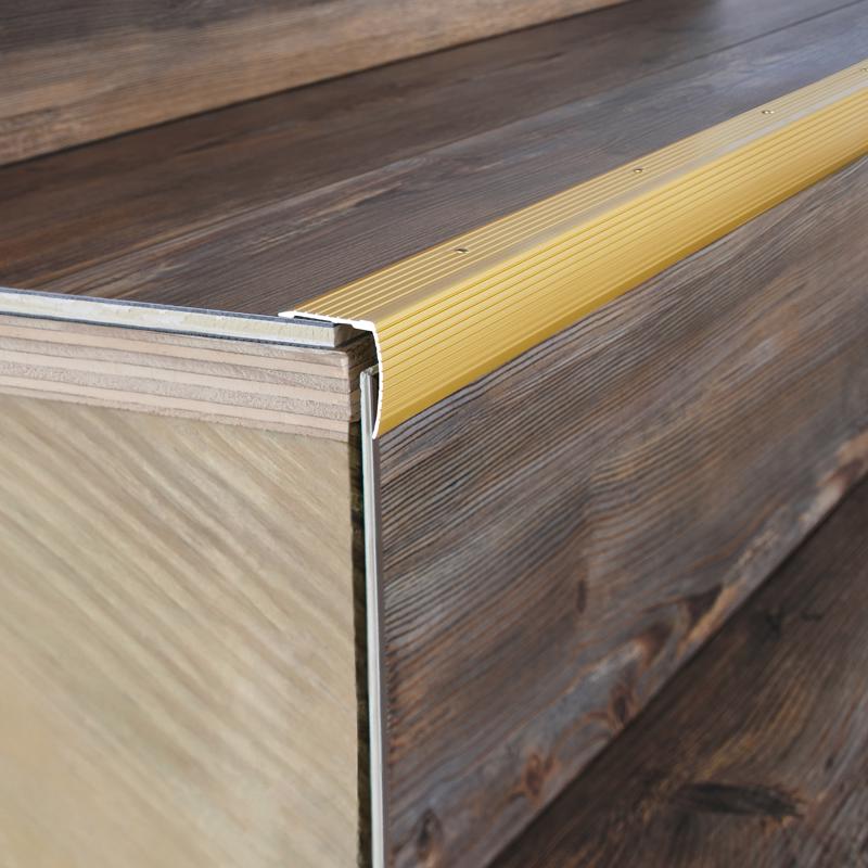 M-D Building Products 1.125 in. H X 1.28 in. W X 36 in. L Satin Brass Aluminum Stair Edge