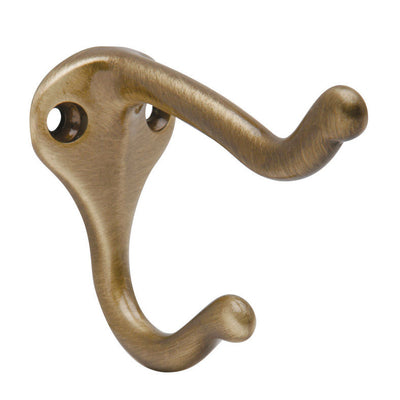 Schlage 1-3/4 in. L Antique Brass Brass Medium Coat and Hat Hook