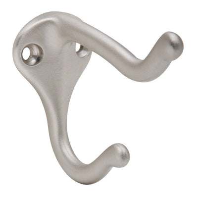 Schlage 1-3/4 in. L Satin Nickel Silver Brass Medium Coat and Hat Hook