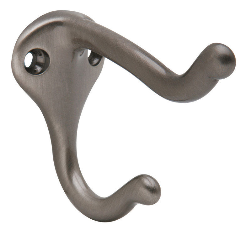 Schlage 1-3/4 in. L Pewter Brass Medium Coat and Hat Hook