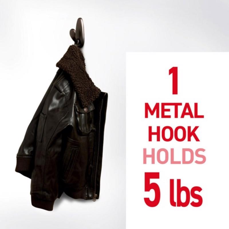 3M Command 4-1/8 in. L Brushed Nickel Metal Large Hook 5 lb. cap.