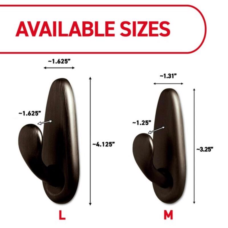 3M Command 4-1/8 in. L Brushed Nickel Metal Large Hook 5 lb. cap.