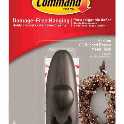 3M Command 3-1/4 in. L Oil Rubbed Bronze Metal Medium Forever Classic Coat/Hat Hook 3 lb. cap.