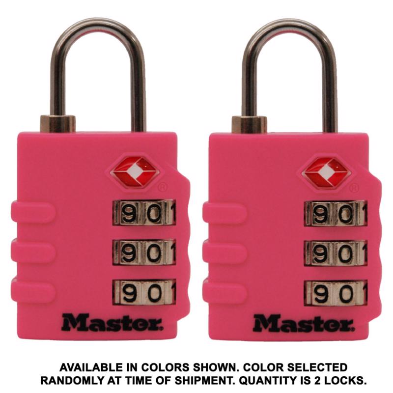 Master Lock 1-9/16 in. H X 5/8 in. W X 1-3/8 in. L Vinyl/Steel 3-Dial Combination Luggage Lock