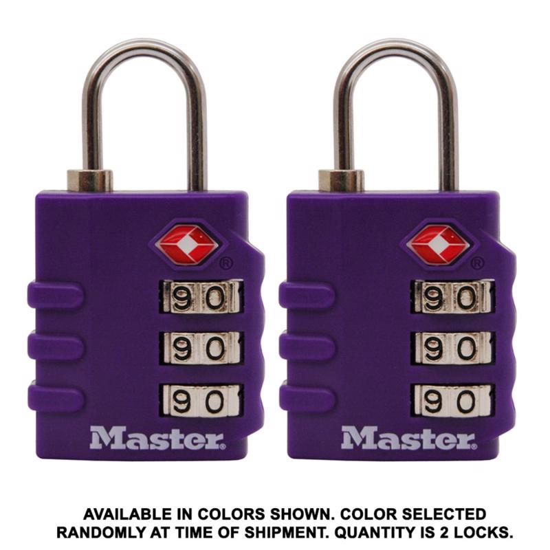 Master Lock 1-9/16 in. H X 5/8 in. W X 1-3/8 in. L Vinyl/Steel 3-Dial Combination Luggage Lock