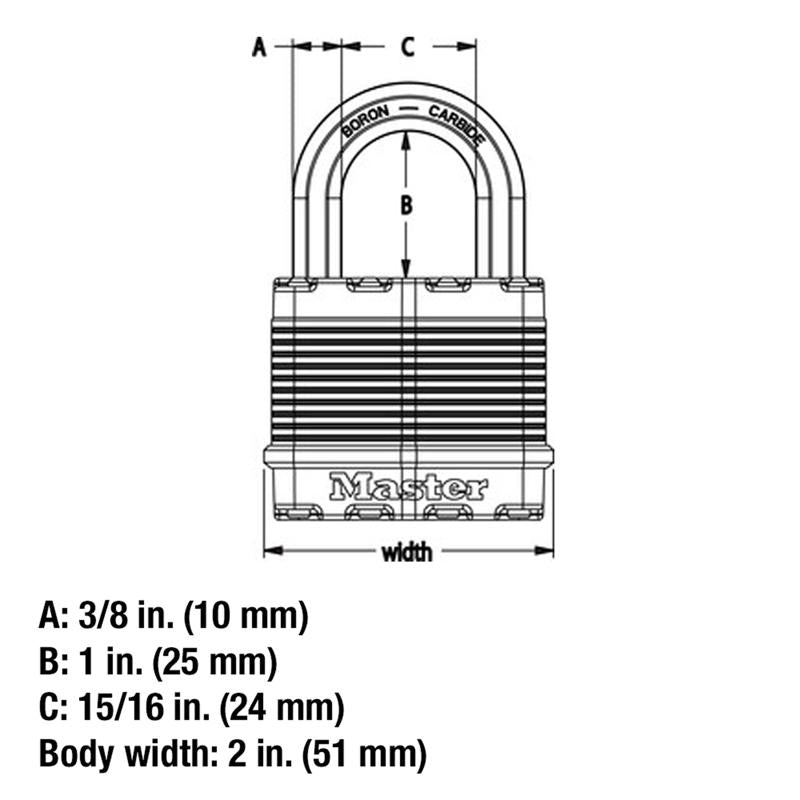 Master Lock 6.34 in. H X 1.34 in. W X 3.91 in. L Steel Ball Bearing Locking Weather-Resistant Padloc