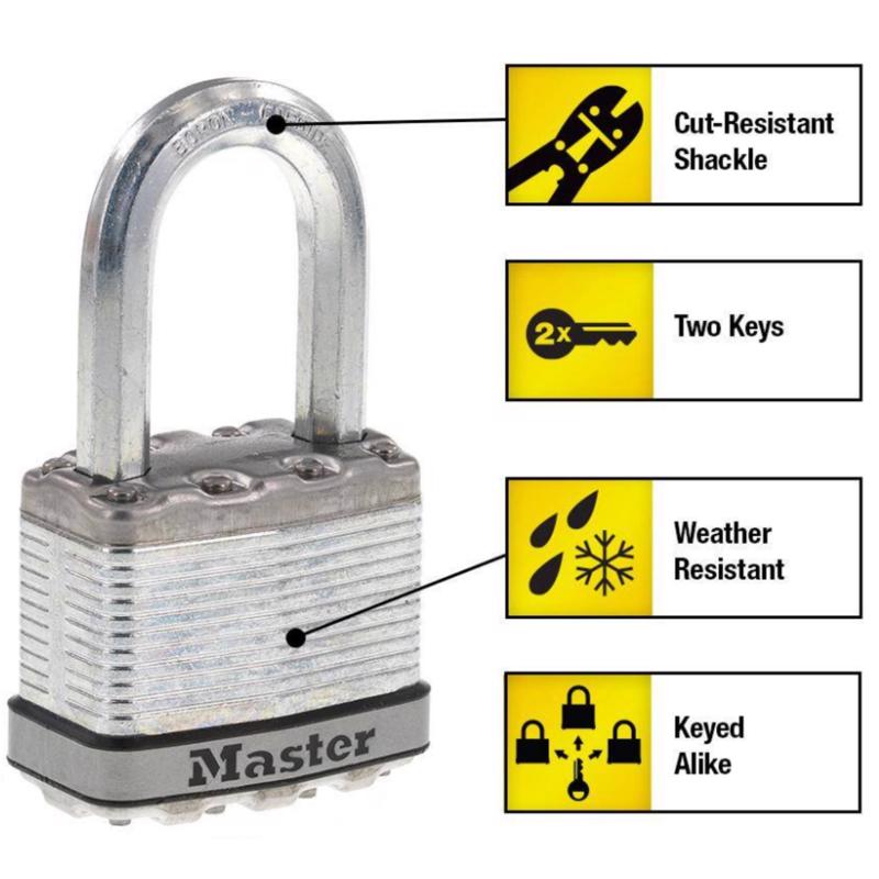 Master Lock Magnum 3.56 in. H X 2 in. W X 2 in. L Laminated Steel Dual Ball Bearing Locking Weather-