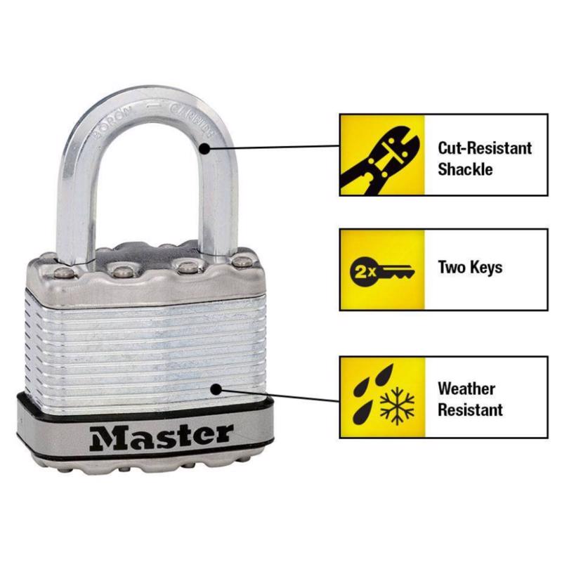Master Lock Magnum 3.56 in. H X 2 in. W X 2 in. L Laminated Steel Dual Ball Bearing Locking Weather-