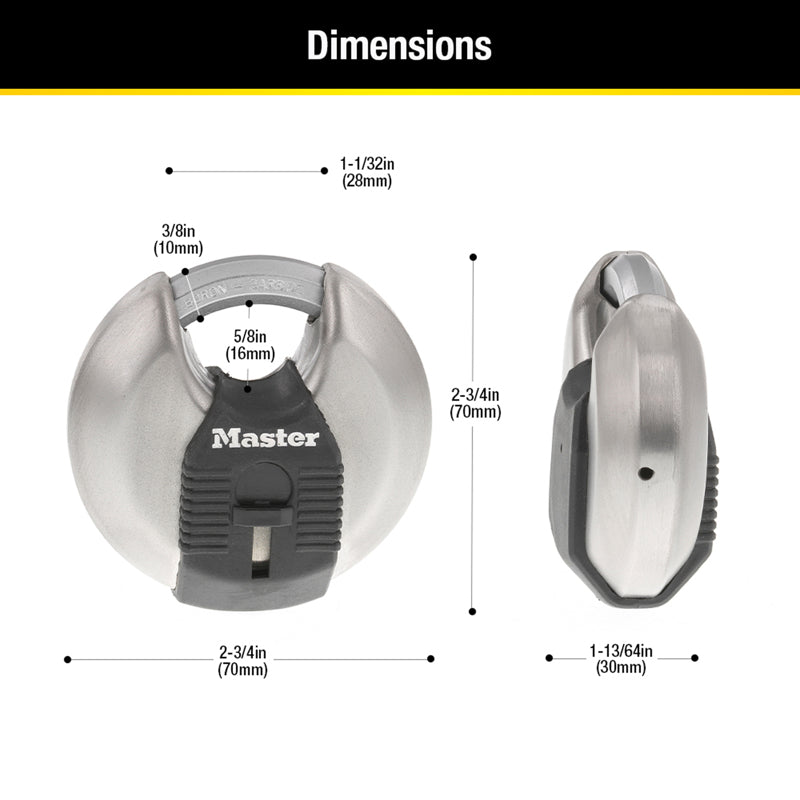 Master Lock Magnum 2-3/4 in. H X 1-13/64 in. W X 2-3/4 in. L Steel Ball Bearing Shrouded Padlock