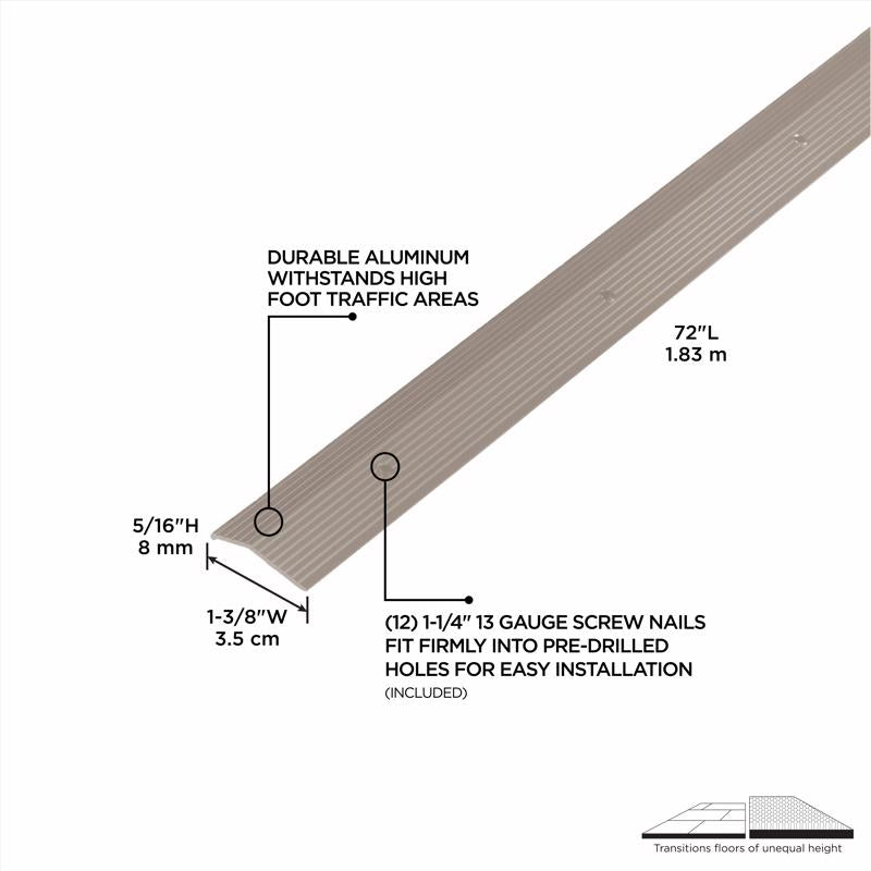 M-D Building Products 0.3 in. H X 1.375 in. W X 72 in. L Pewter Pewter Aluminum Carpet Trim