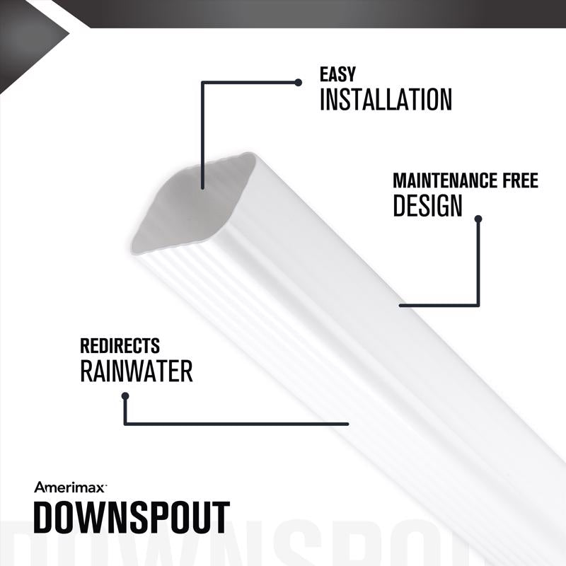 Amerimax 2 in. H X 3 in. W X 10 ft. L White Vinyl Rectangular Downspout