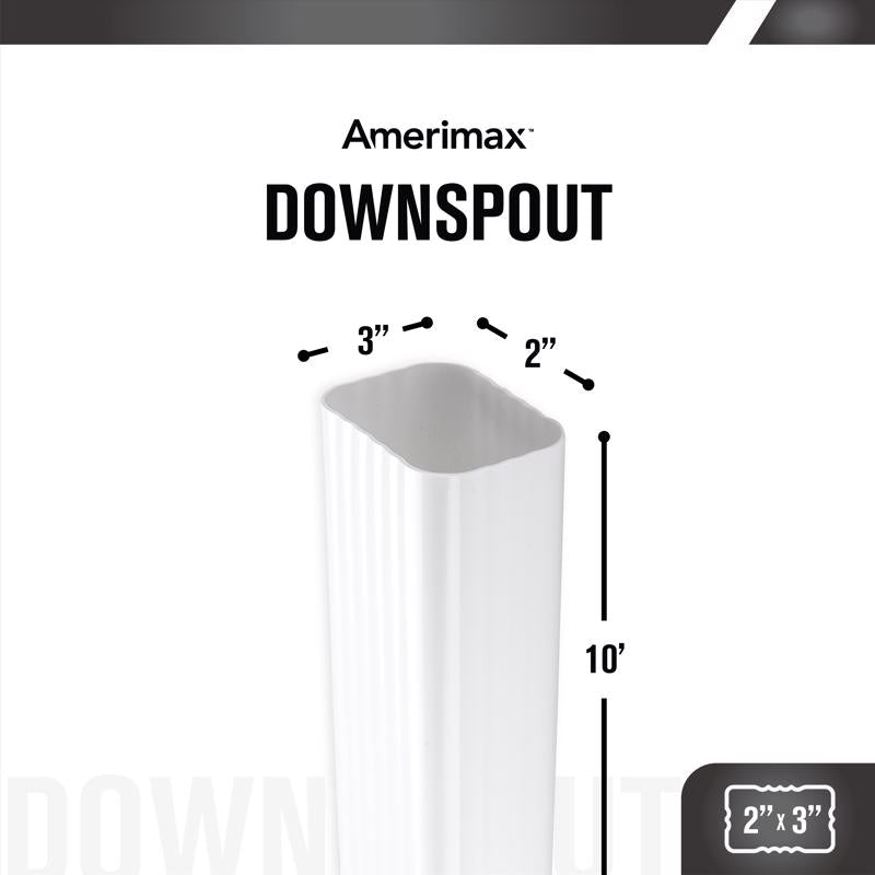Amerimax 2 in. H X 3 in. W X 10 ft. L White Vinyl Rectangular Downspout