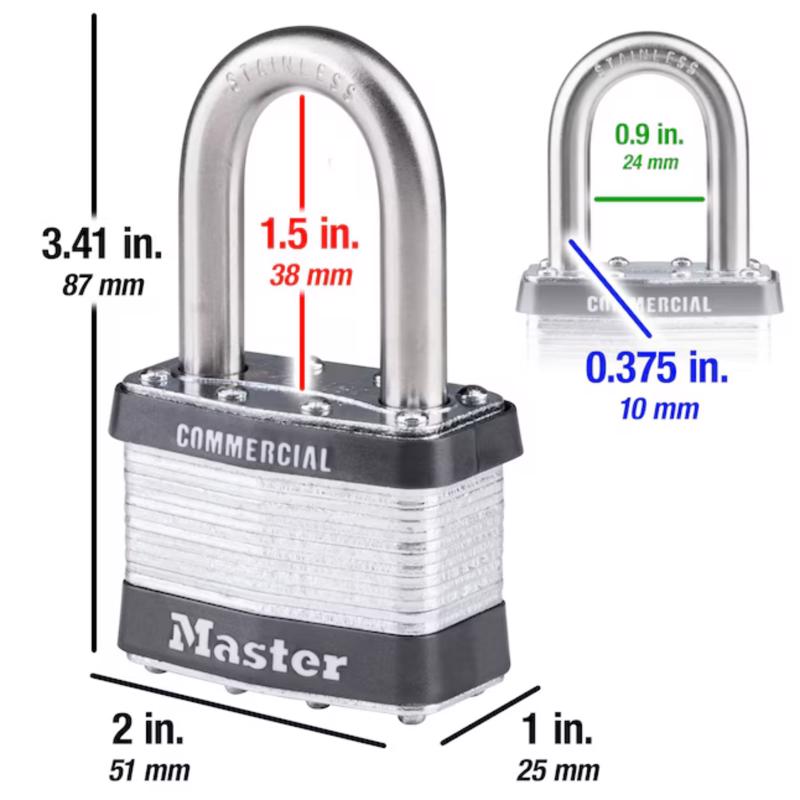 Master Lock 1-1/2 in. H X 7/8 in. W X 2 in. L Steel 4-Pin Cylinder Exterior Padlock