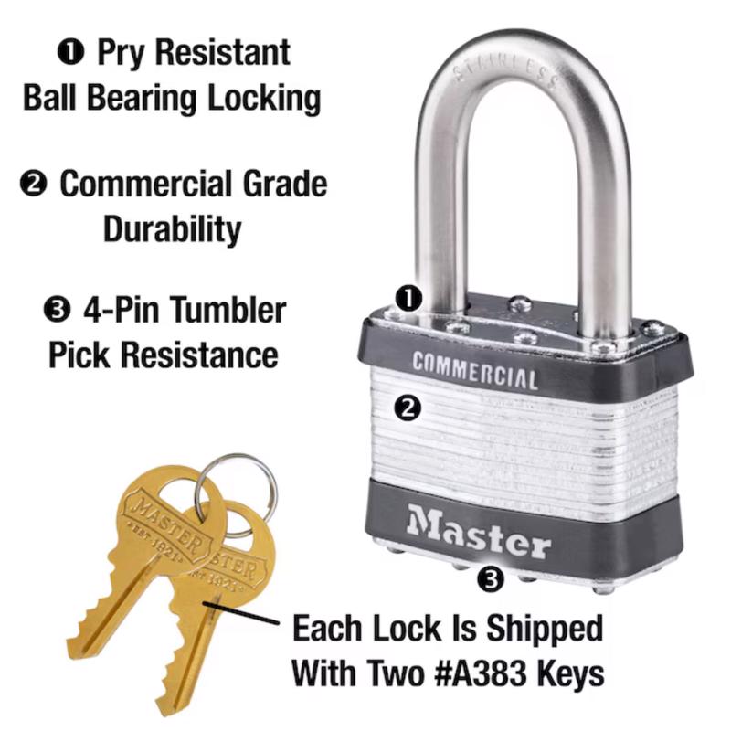Master Lock 1-1/2 in. H X 7/8 in. W X 2 in. L Steel 4-Pin Cylinder Exterior Padlock