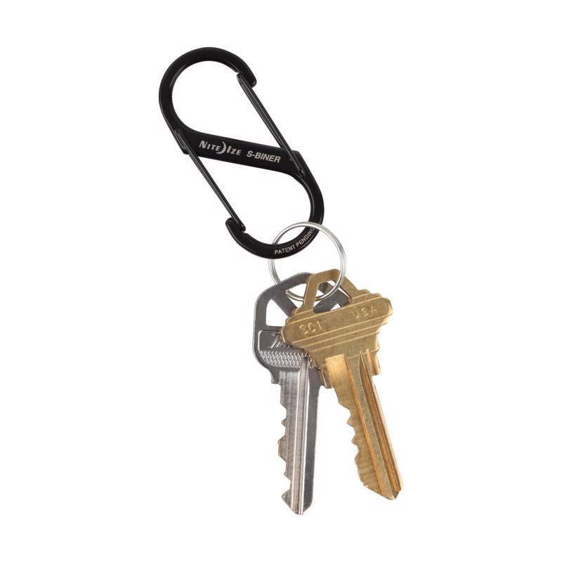 Nite Ize S-Biner 1.8 in. D Stainless Steel Black Carabiner Key Holder